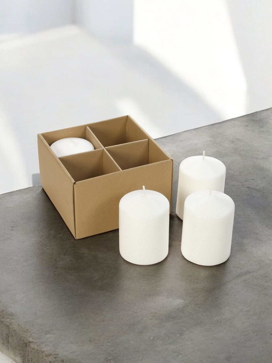 Unscented Pillar Candles, White Color, Set of 16, 4 inches High each
