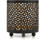 4.5 High Black (Gold Inside) Metal Jar Holder Candle Sleeve. Votive, Tea Light Lanterns Use with Tealights. Ideal Gift for Weddings, Parties, Spa and Aromatherapy O6