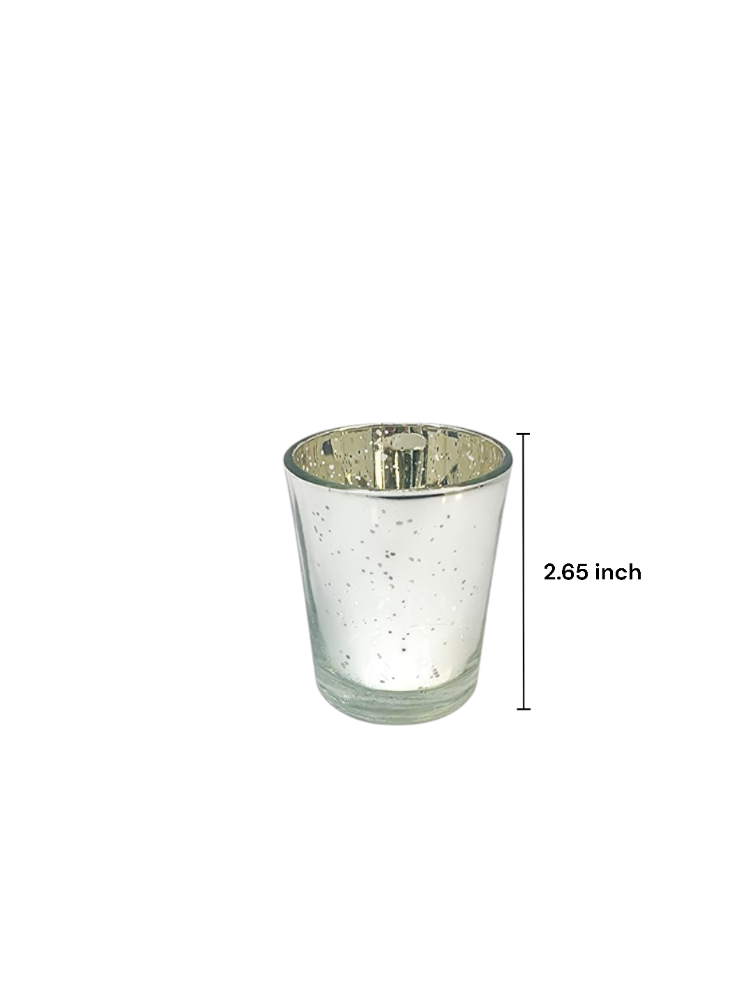 Glass Tea Light Candle Holder, Metallic Silver Finish, Set of 7,  2.65inches High each