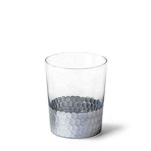 Set of 2 Argea Loral Glass Vase LED Lantern Candle Holder 4.3 Inch High Silver. Ideal Gift for Wedding Floral Vase LED Votive Garden Party Home Decor Office Spa Aromatherapy O9