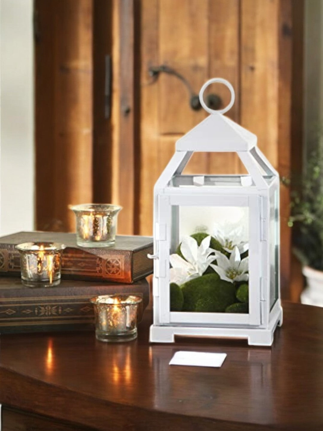 12 Inch High Clear Glass and Iron White Classic Style Lantern Ideal Gift for Weddings Bridals Special Occasions Parties Aromatherapy and Spa Settings