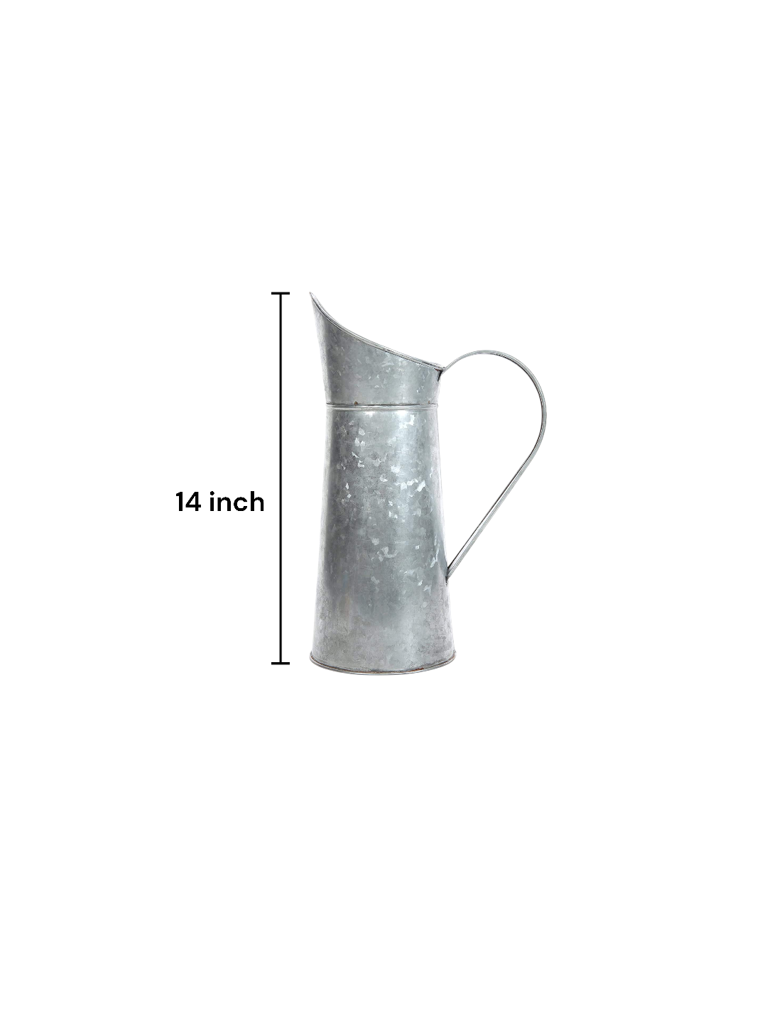 Iron Galvanized Pitcher , 14 inches High