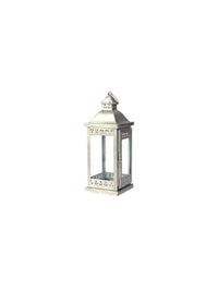 15 Inch High Large Clear Glass Iron Classic Style Lantern Silver Vanish. Ideal Gift for Parties Weddings Aromatherapy and LED Spa Settings
