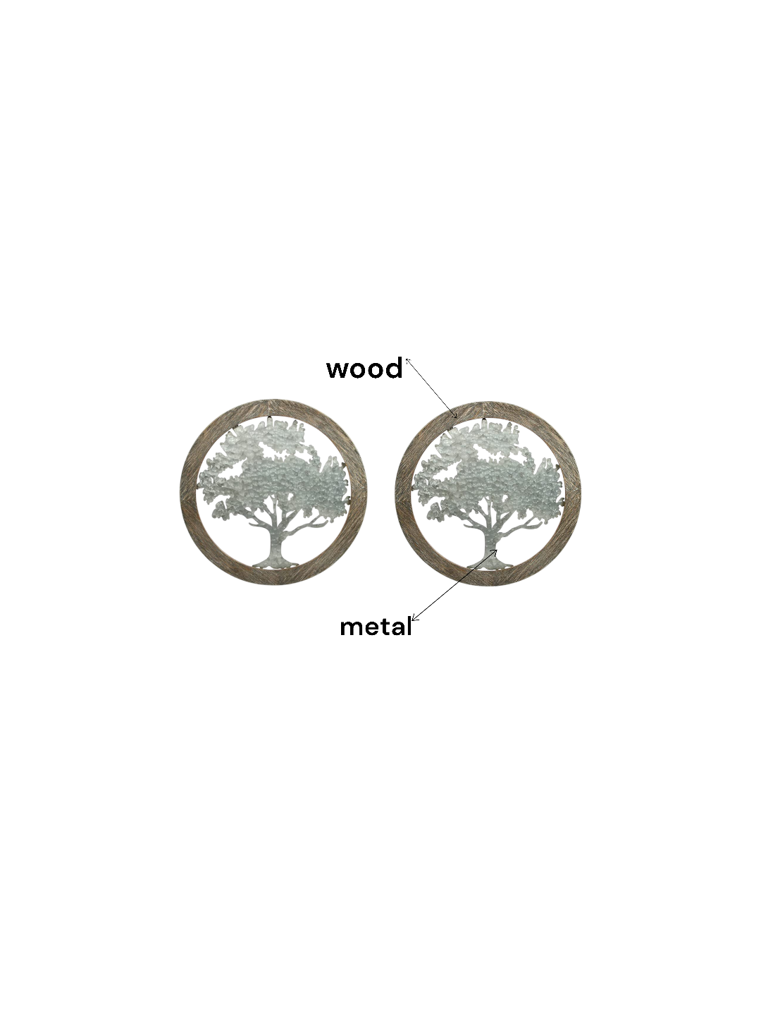 Wood Wall Decor w/Metal Tree , 20'' x 20''