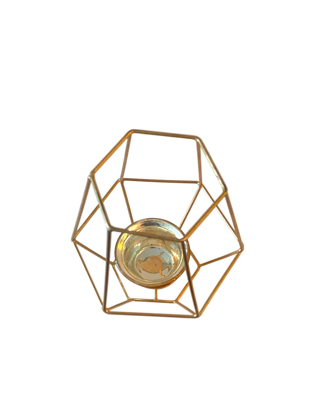 Iron Lantern With Metallic Gold Glass Tealigh holder, 7 inches High