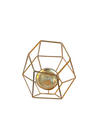 Iron Lantern With Metallic Gold Glass Tealigh holder, 7 inches High