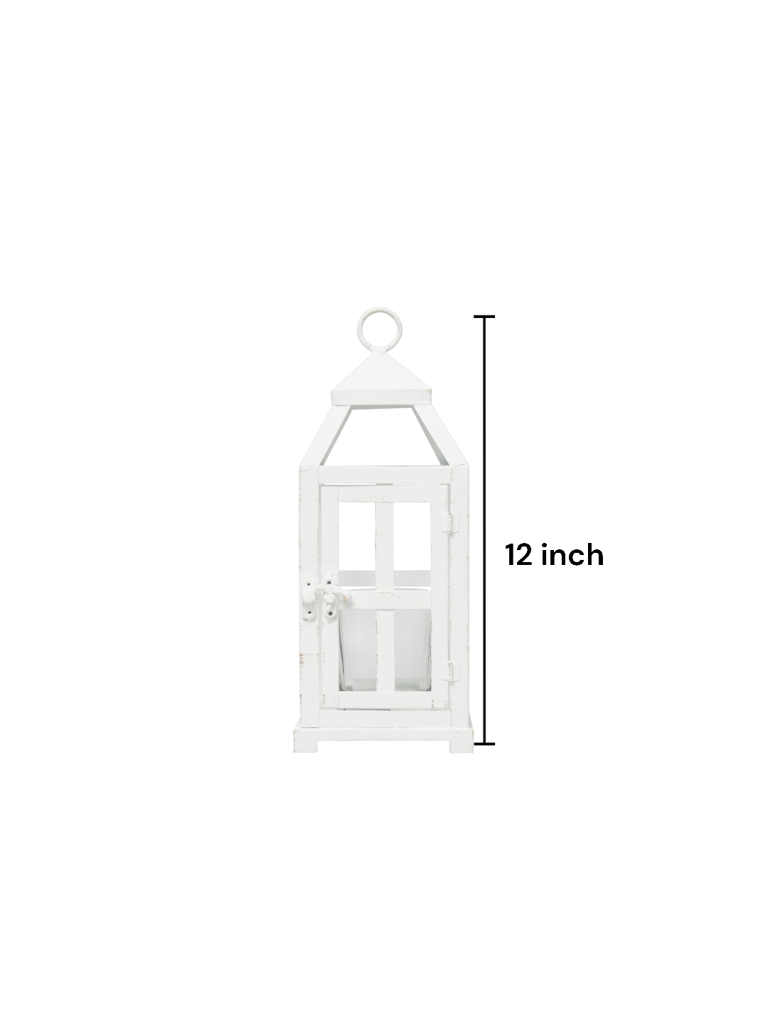Glass Iron Lantern 12 Inch High with One Free Tealight CandleIron Lantern Perfect for Home Decor, Wedding, Parties, GiftingTealight Candle HolderPack of 1, White