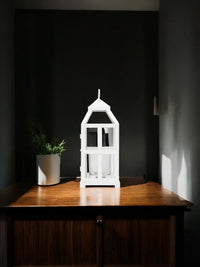 Glass Iron Lantern 12 Inch High with One Free Tealight CandleIron Lantern Perfect for Home Decor, Wedding, Parties, GiftingTealight Candle HolderPack of 1, White