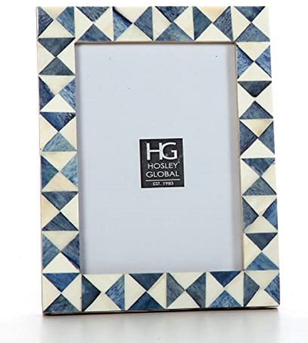 Indigo Geo Resin Tabletop Picture Frame, 5x7. Ideal Gift for Home, Wedding, Party. Home Office, Spa P2