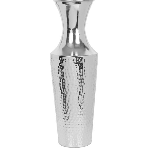 Metal Floor Vase,  Silver Finish,  18 Inches High