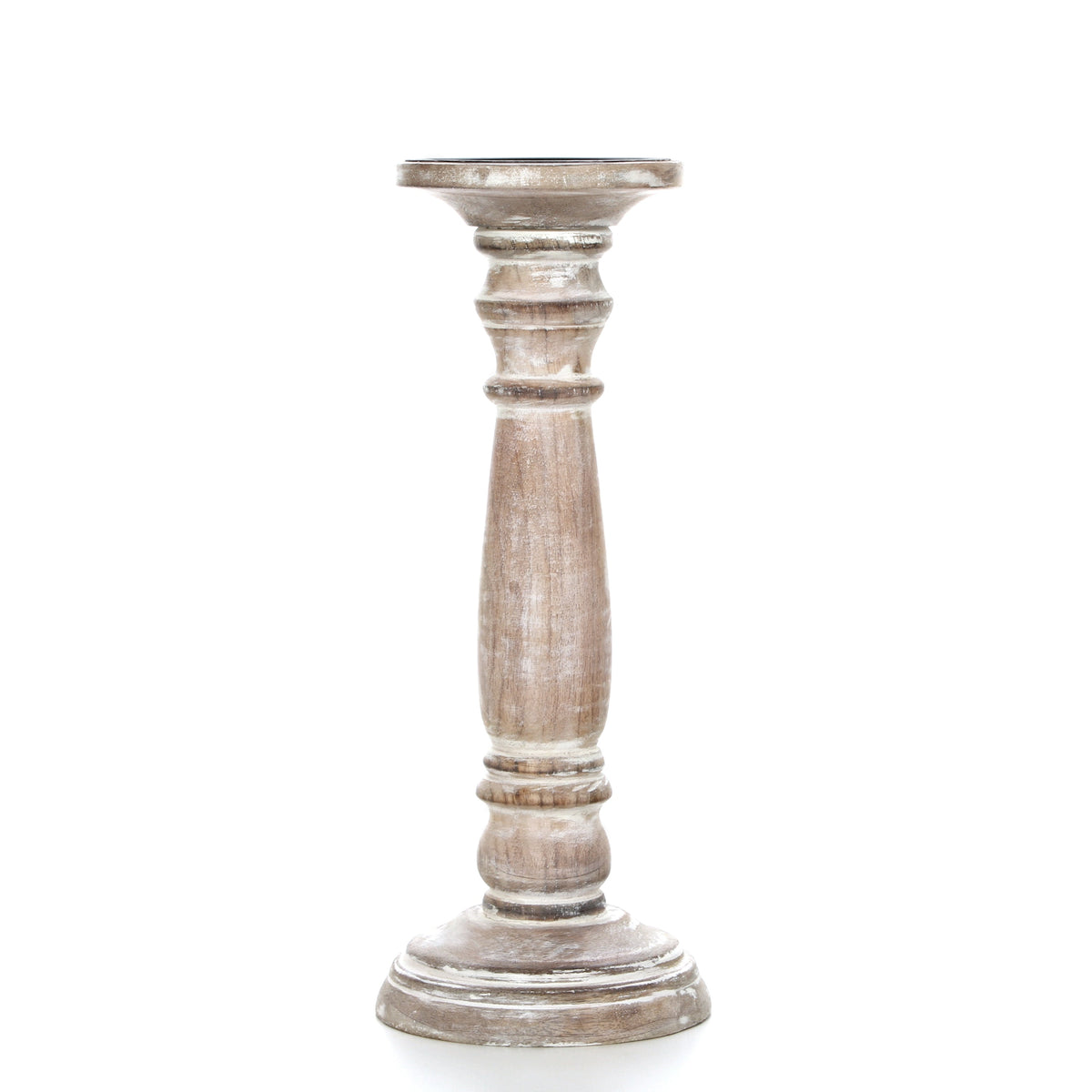 Wood Pillar Candleholder,  12 inches High