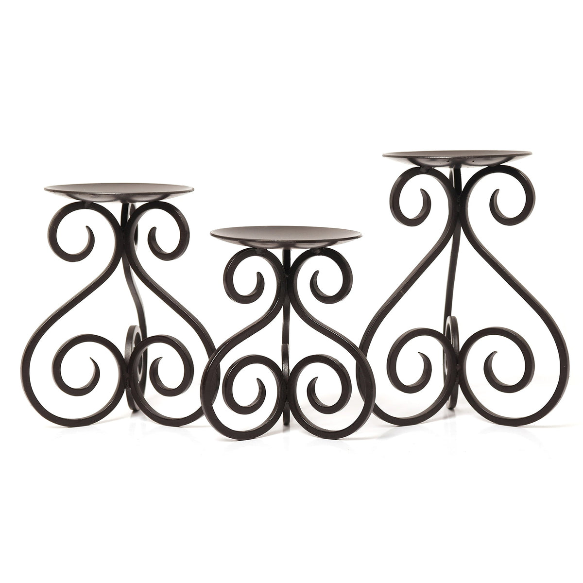 Iron Candle Pillar Holder, Set of 3,  7", 6" and 5"High