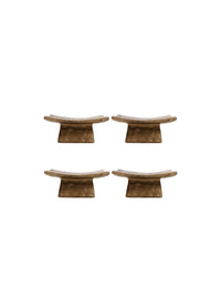 Ceramic Incense Cone or Pillar Candle Holders, Set of 4, 5.5 inches Long each, Square