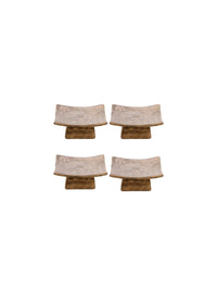 Ceramic Incense Cone or Pillar Candle Holders, Set of 4, 5.5 inches Long each, Square