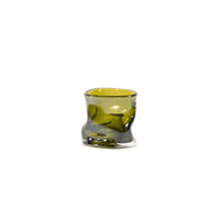 HOSLEY®  Glass Crumple Vase / Candle Holder, Olive Color, 4 inches Diameter
