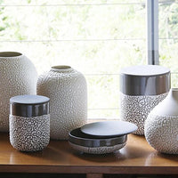 HOSLEY®  Ceramic Lichen Box Mid Century Modern, Set of 2, 6.5 inches High each