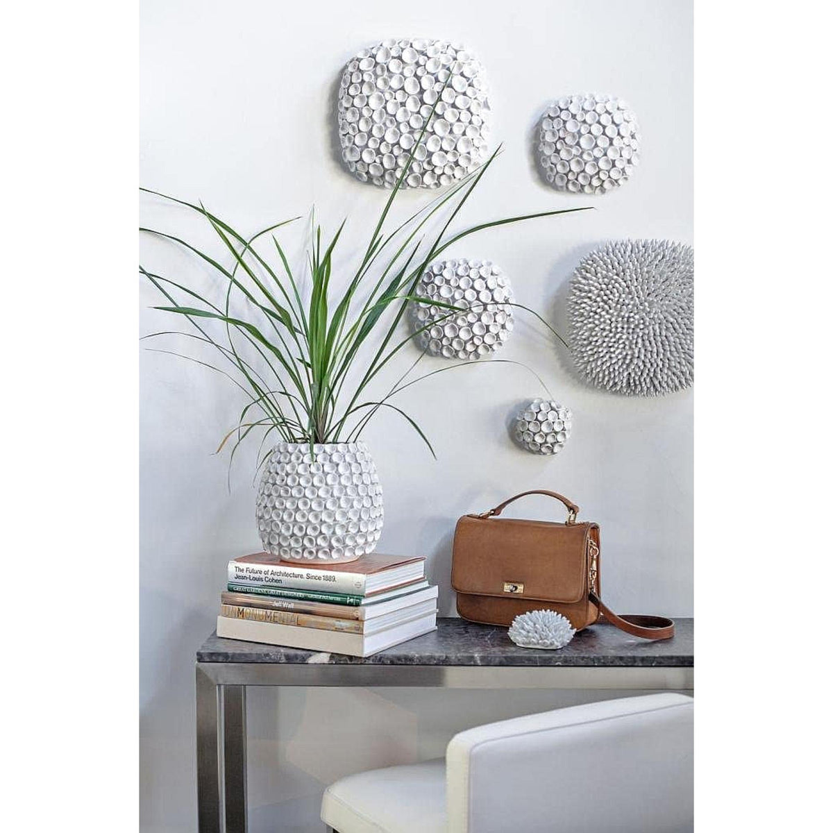 HOSLEY®  Ceramic Nimbus Wall Decor, White Glazed,  Set of 2 , 4.25 inches Dia. Each