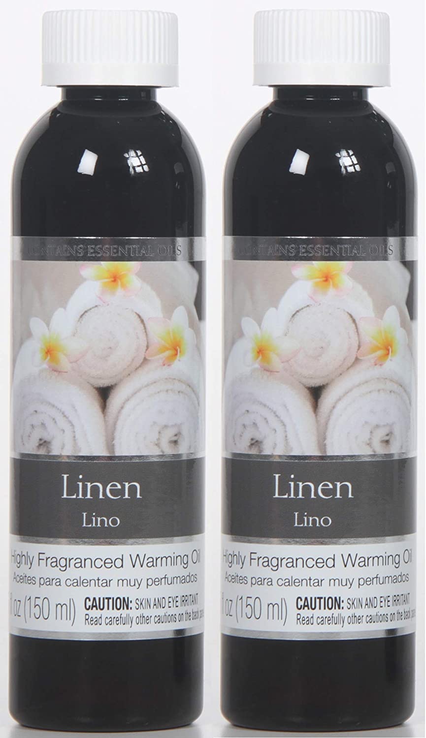 Linen Fragrance Warming Oils, Set of 2, 5oz Each. Ideal Gift for Weddings, spa, Reiki, Meditation, Bathroom Settings.P1