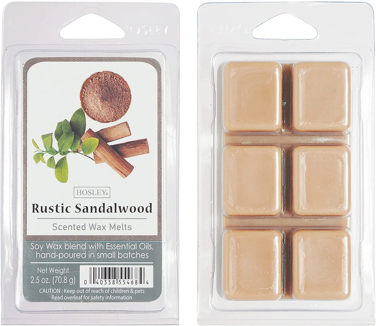 Rustic Sandalwood Wax Cubes,  Set of 6,  2.5oz each