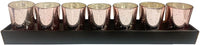 Glass Tea Light Candle Holder, Metallic Rose Gold Finish, Set of 7,  2.65inches High each