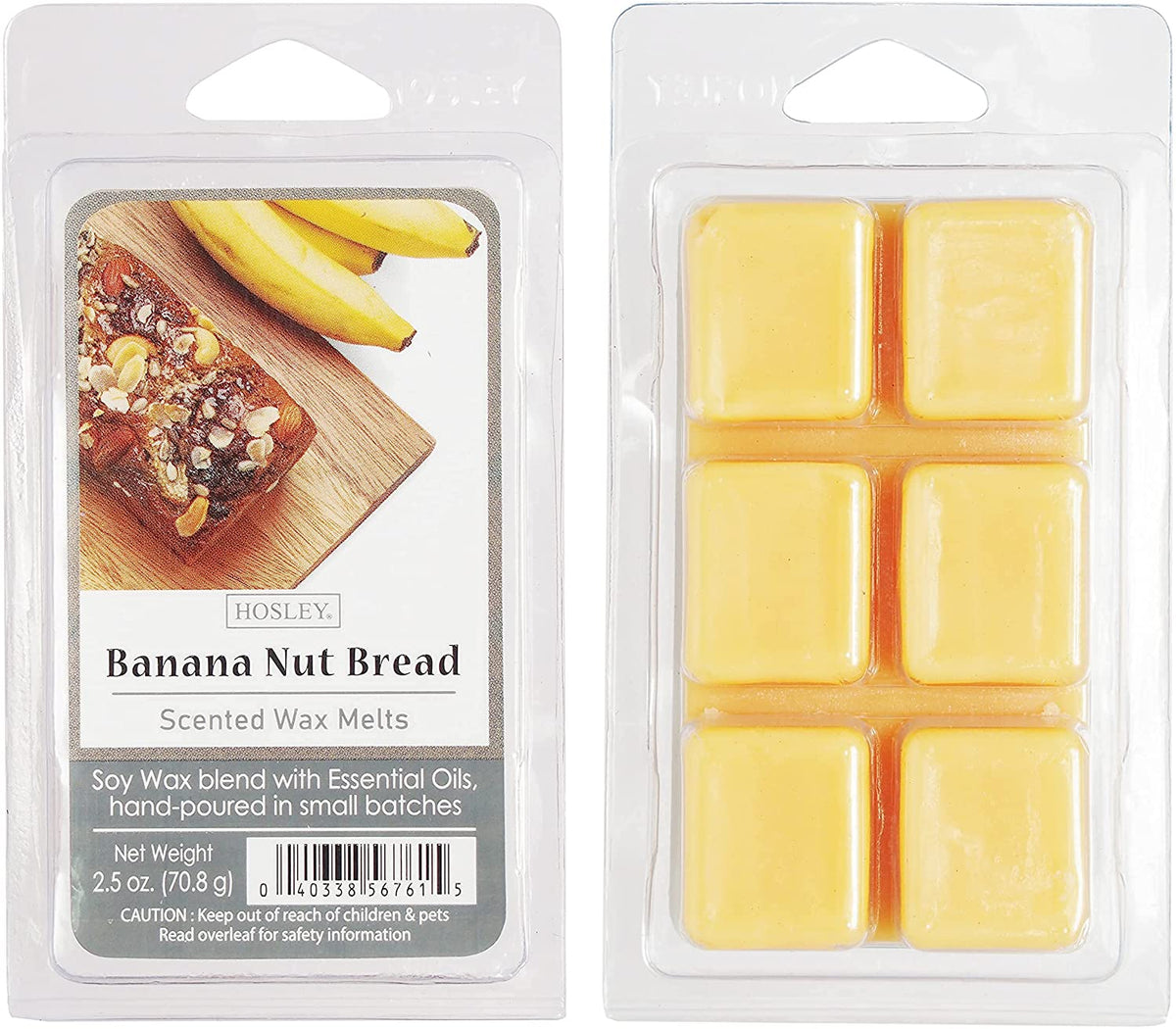 Banana Nut Bread Scented Wax Cubes, Set of 6-2.5 oz Each, Hand Poured with Essential Oils - Bulk Buy for Weddings, Spa, Reiki, Meditation, Aromatherapy