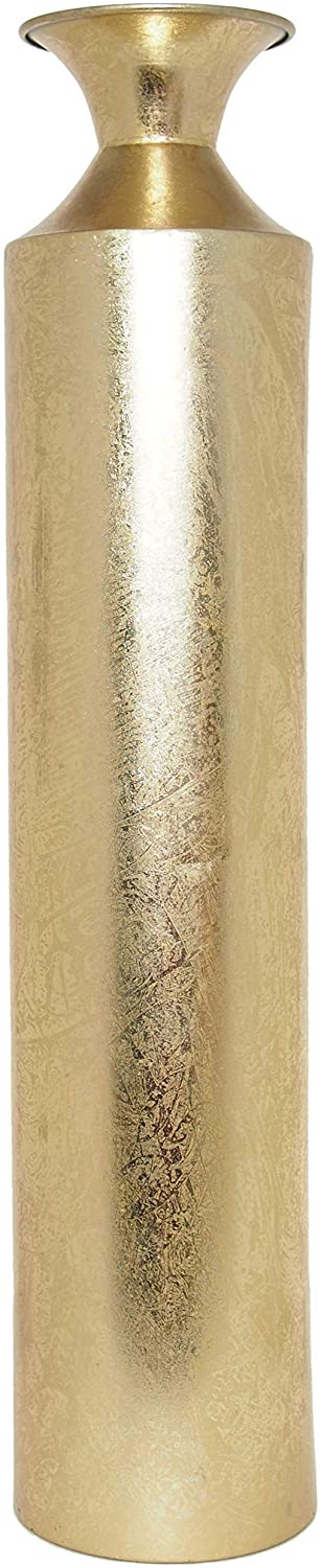 Decorative Gold Metal Tall Floor Vase. Ideal Gift for Weddings Party Spa Reiki Meditation Settings O5 (27.25 High)