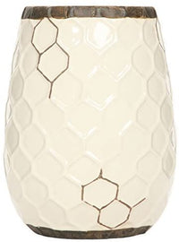 Ceramic Honeycomb Vase,  7.5 Inches High