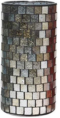 Mosaic Tea Light Candle Holder, Silver Finish, 7.8 inches High