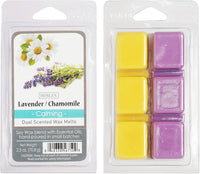 Set of 6 Lavender Chamomile Scented Wax Cubes/Melts - 2.5 oz Each. Hand Poured Wax Infused with Essential Oils. Bulk Buy. Ideal for Weddings, Spa, Reiki, Meditation Settings