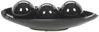 Ceramic Decorative Bow and Orb set,  Black Glazed