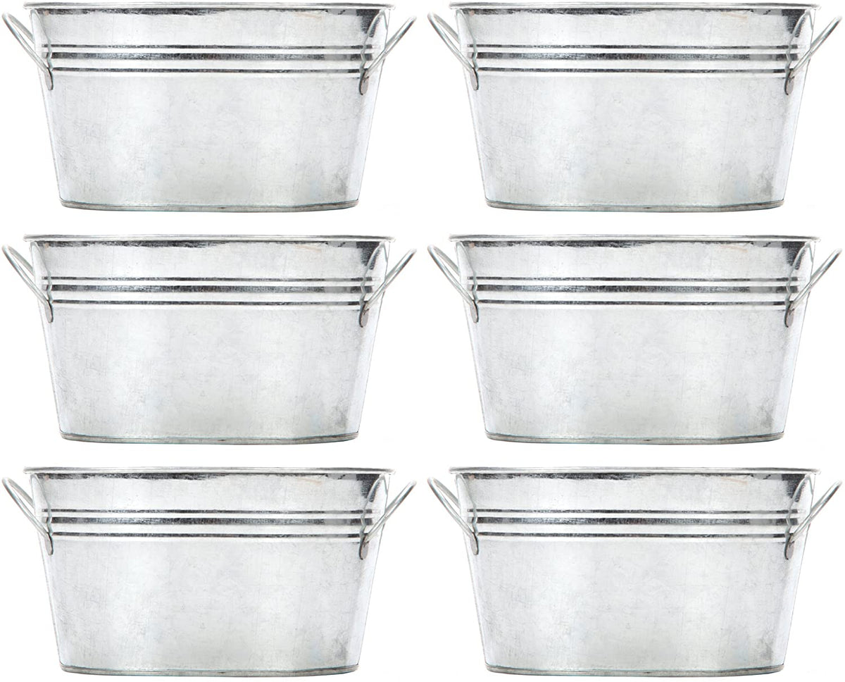 Iron Galvanized Oval Planter/ Floral Pot, Set of 6 , 3.5 inches High each