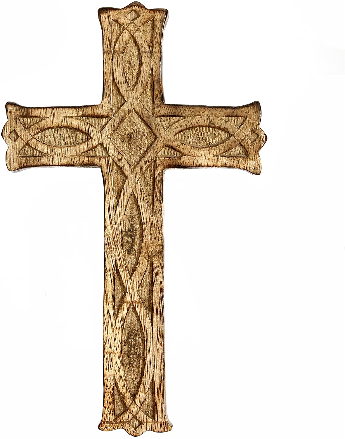 Wooden Cross 8 Inches Long Hand Carved Ideal Gift or Decoration for Home, Weddings Party Spa Meditation Home Office Spa Dorm O4