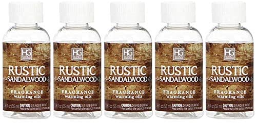 Rustic Sandalwood Highly Scented Warming Oils for Aromatherapy Meditation, Yoga, Spa Highly Scented Fragrance Oils for Home 55 ml Bottles Pack of 5