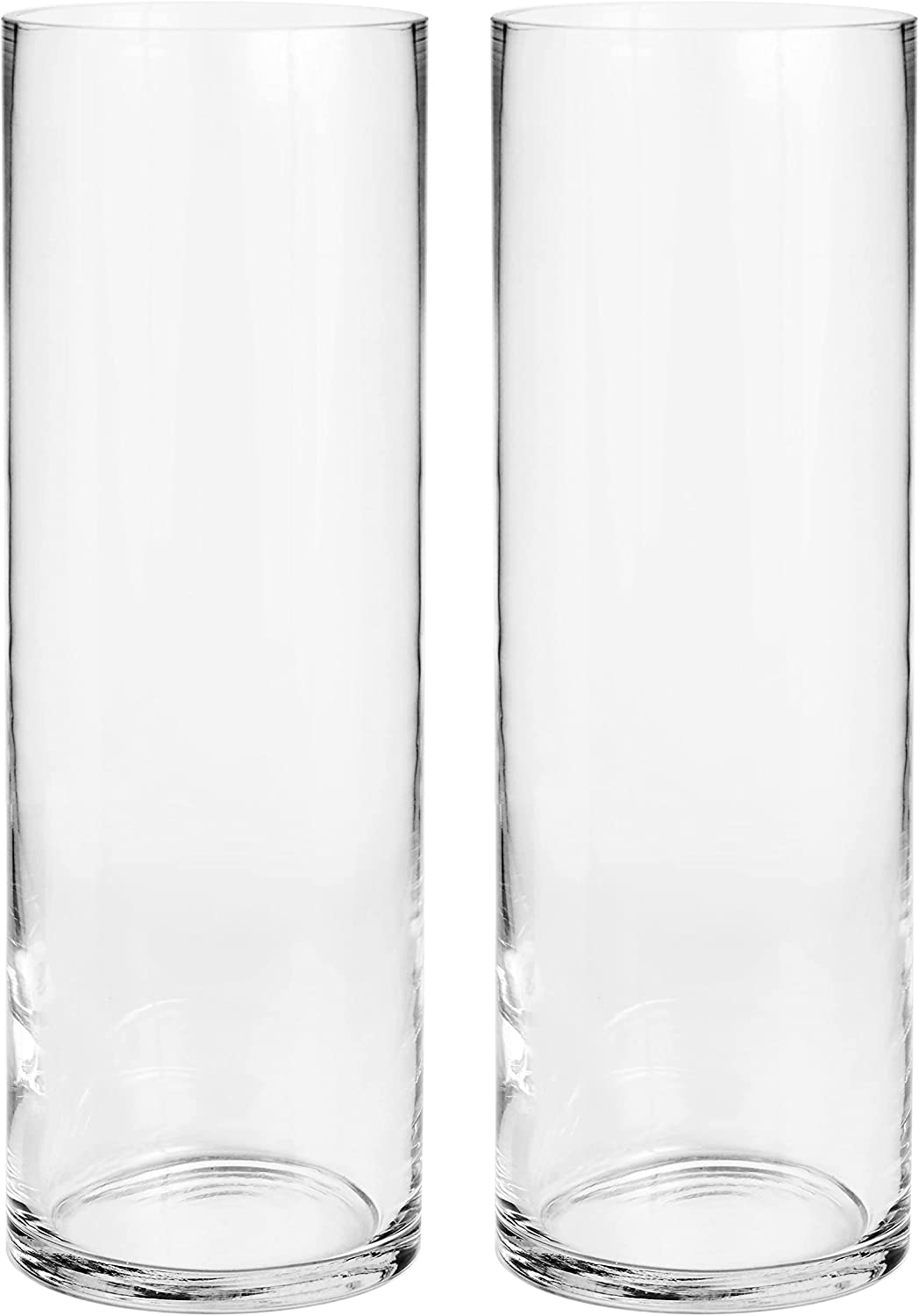 Set of 2 Clear Glass Vase 12 Inch High Ideal Gift or Use for Wedding, Rose/Flowers Floral Arrangements; Spa, Aromatherapy, Votive LED Candle Garden Setting