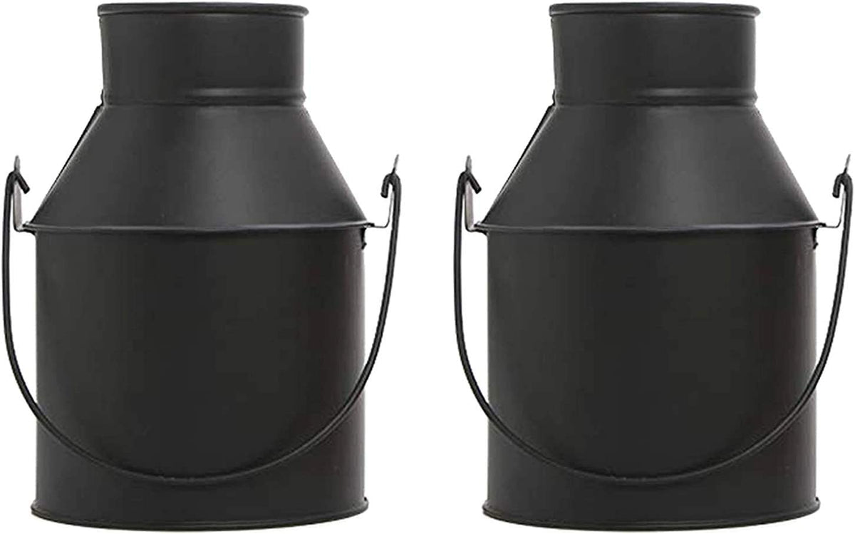 Zinc Jug Vases/Planters, Black Color, Set of 2, 7 Inches High each