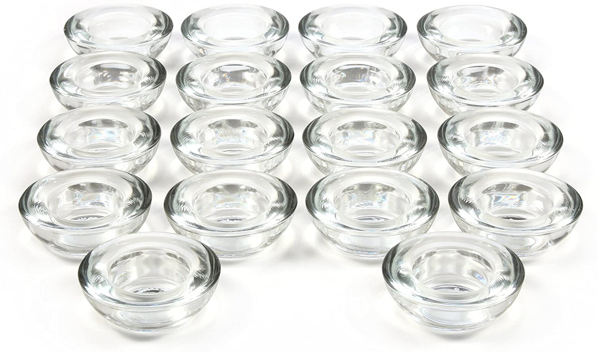 Glass Clear Tealight Holders, Set of 18, 3 inches Diameter each