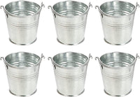 Iron Mini Galvanized Buckets, Set of 6 , 2.25 inches High each,