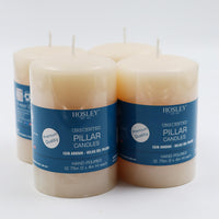 Ivory Unscented Pillar Candle 4 High Set of 4, Hand-Poured Candle Long Clean Burning, Ideal for Wedding Emergency Lanterns Spa Aromatherapy Party Reiki Candle Gardens