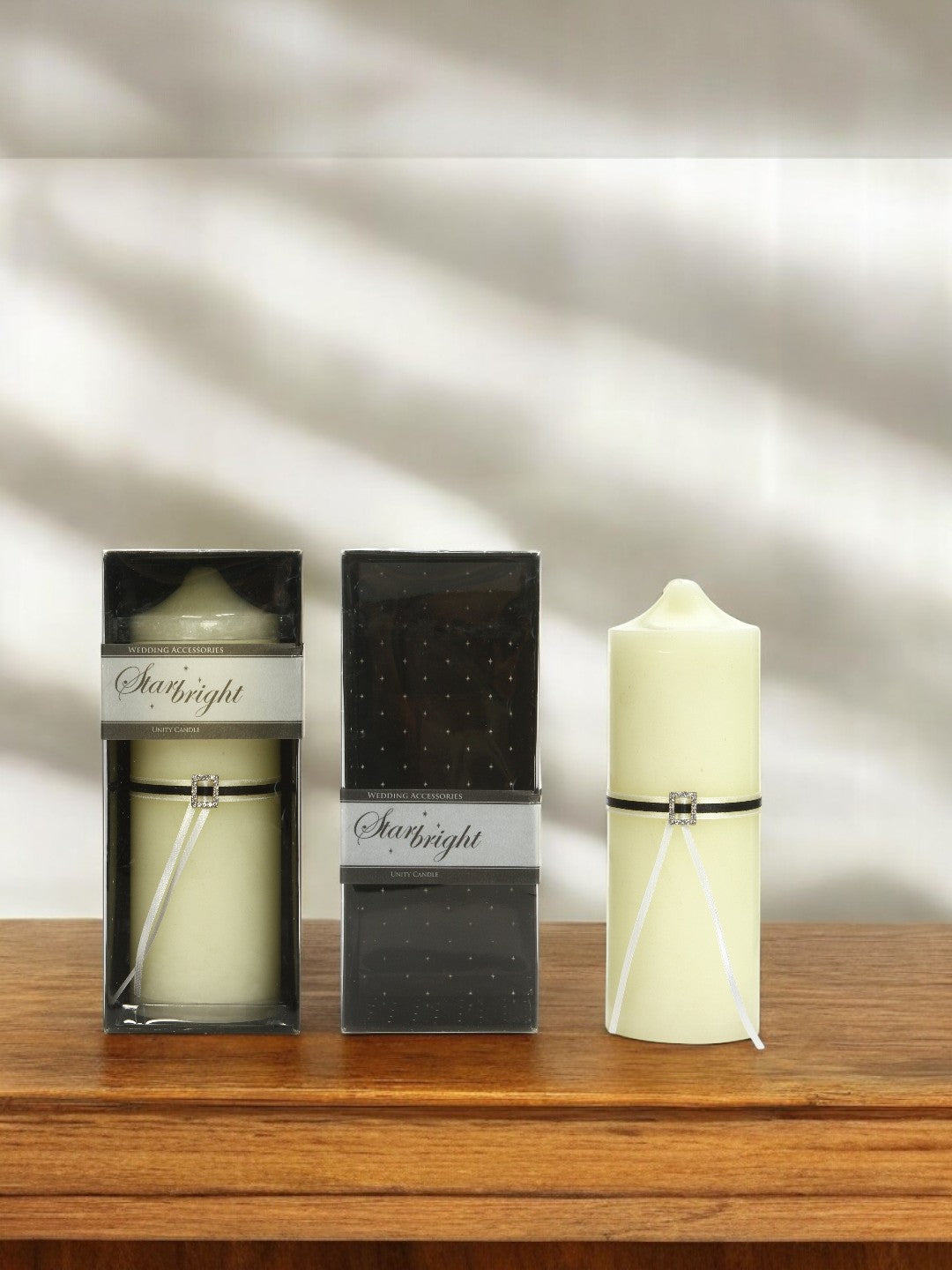 Our Day Pillar Candle | Black & White Ribbon