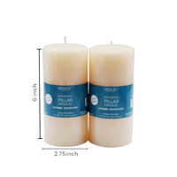 Ivory Unscented Pillar Candle 6 High Set of 4, Hand-Poured Candle Long Clean Burning, Ideal for Wedding Emergency Lanterns Spa Aromatherapy Party Reiki Candle Gardens