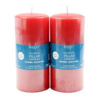 Red Unscented Pillar Candle 6 High Set of 4, Hand-Poured Candle Long Clean Burning, Ideal for Wedding Emergency Lanterns Spa Aromatherapy Party Reiki Candle Gardens