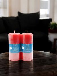 Red Unscented Pillar Candle 6 High Set of 4, Hand-Poured Candle Long Clean Burning, Ideal for Wedding Emergency Lanterns Spa Aromatherapy Party Reiki Candle Gardens