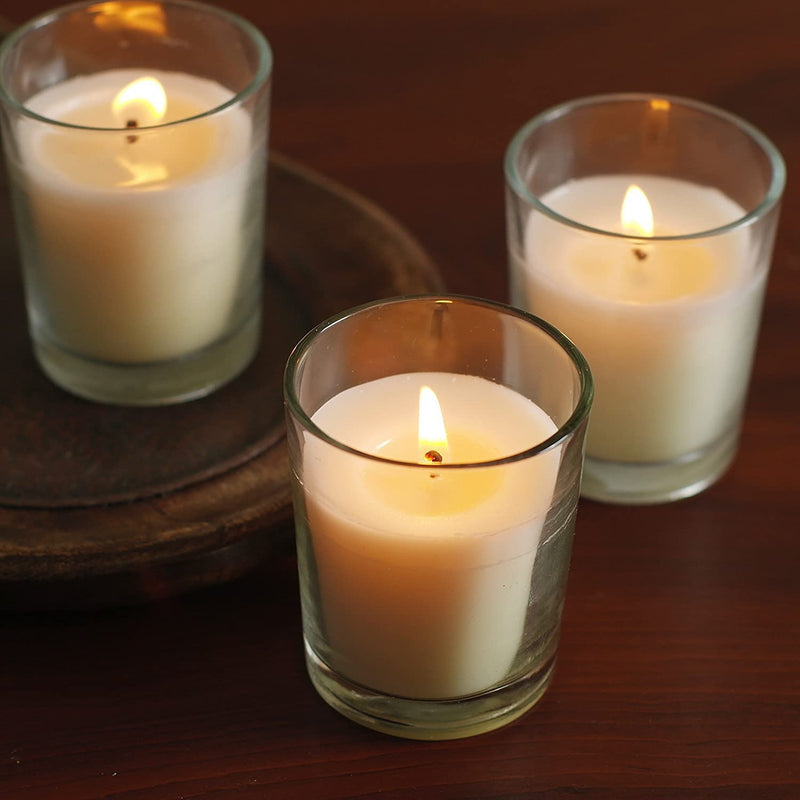 Clear Glass Filled Unscented Votive Candles, Ivory Color, 240 pack