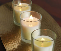 Unscented Clear Glass Filled Votive Candles, Ivory Color,  48 Pack