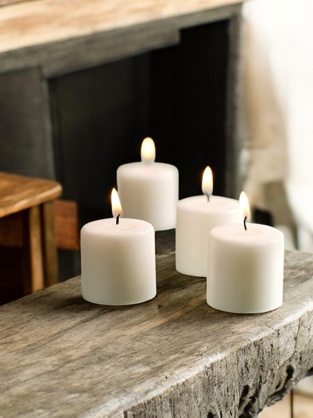 Unscented Votive Candles, White color, Set of 30