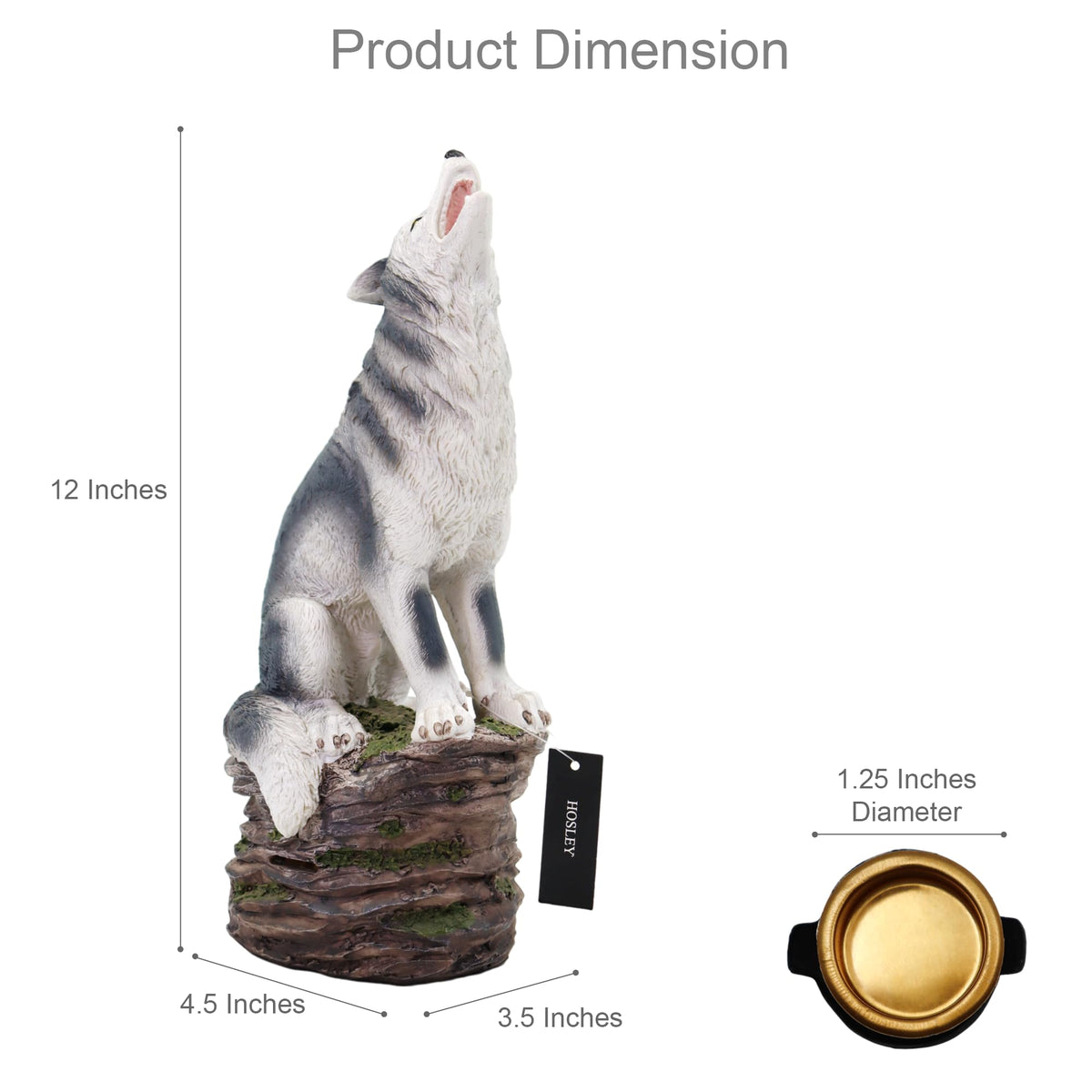 Resin Smoking Wolf Incense Cone Holder,  12 inches High each