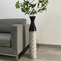 Metal Embossed Floor Vase, Brown tones Moroccan , 28.5 Inches High