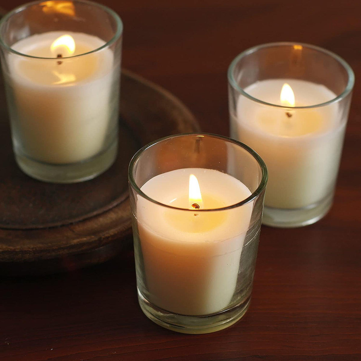 HOSLEY®  Clear Glass Filled Unscented Votive Candles, Ivory Color, 240 pack