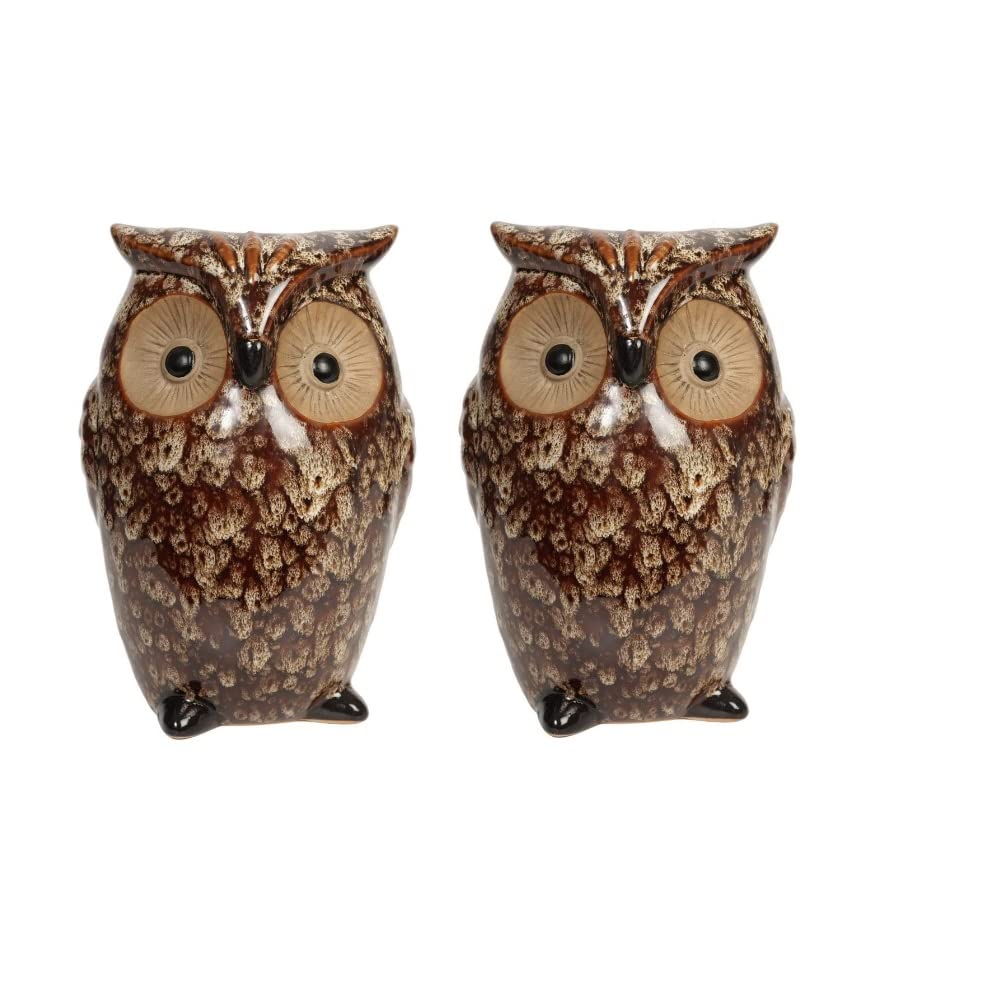 2pk Ceramic Farmhouse Owl Vase, Ideal Gift for Weddings, House Warming, Home Office, Wonderful Accent Piece for Coffee Tables or Side Tables.