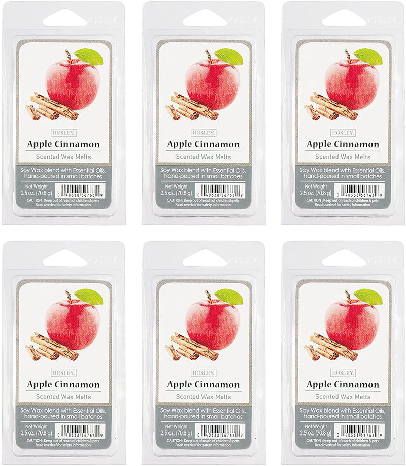 Set of 6 Apple Cinnamon Scented Wax Cubes/Melts - 2.5 oz Each. Hand Poured Wax Infused with Essential Oils. Bulk Buy. Ideal for Weddings, Spa, Reiki, Meditation Settings